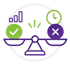 Icon representing portfolio tradeoffs and strategic product investment decisions.
