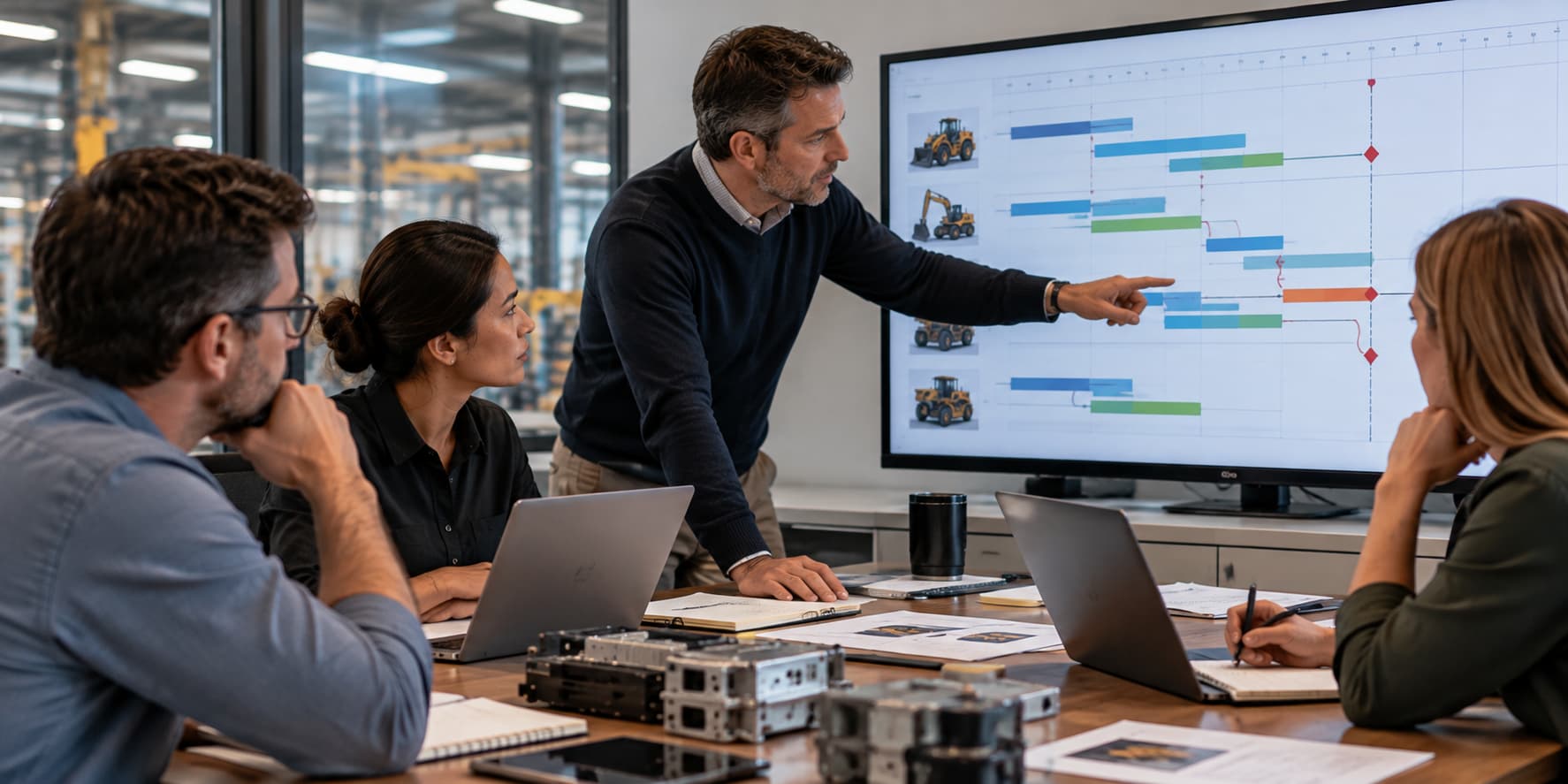 Engineering Team Reviewing Production Timeline