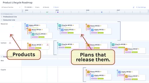 Screenshot: Product Lifecycle Roadmap Software