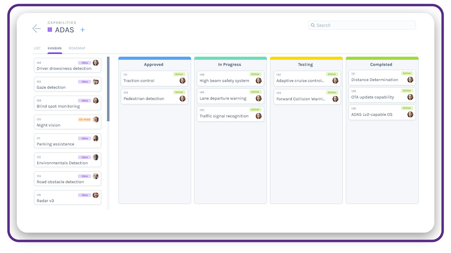 Gocious Product Roadmap Software Capabilities Screenshot