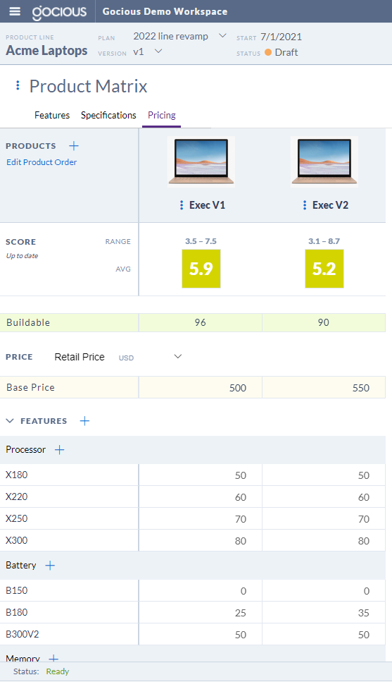 Price sheet